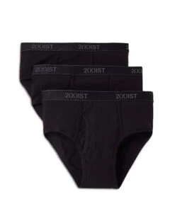 2xist Men's 3-Pack Essential Core Fly-Front Brief 020039 -Wacoal Shop 2xist 020039 Black 004NL FLAT