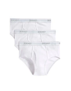 2xist Men's 3-Pack Essential Core Fly-Front Brief 020039 -Wacoal Shop 2xist 020039 White 101NL FLAT