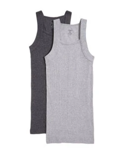 2xist Men's 2-Pack Essential Range Square Cut Tank Tops 020227 -Wacoal Shop 2xist 020227 Charcoal Heather Grey Heather 03217 FLAT 4f92e583 49b6 4e74 b082 dc27cc397026