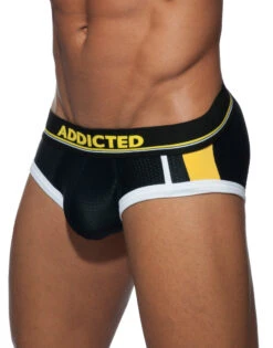 Addicted Sport Mesh Black/Yellow Stripe Brief AD738 -Wacoal Shop Addicted AD738 Black Yellow 10 B 3