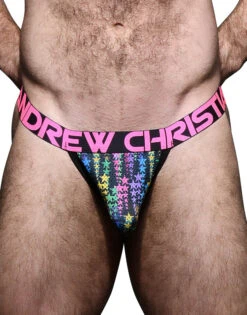 Andrew Christian Stars Mesh Y-Back Thong W/ Almost Naked 92289
