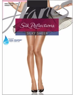 Hanes Women Silk Reflections Sheer Toe Pantyhose 715 -Wacoal Shop Hanes Hosiery 715 Jet FLAT