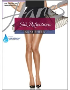 Hanes Women Silk Reflections Reinforced Toe Pantyhose 716 -Wacoal Shop HanesWomen 716 Jet FLAT