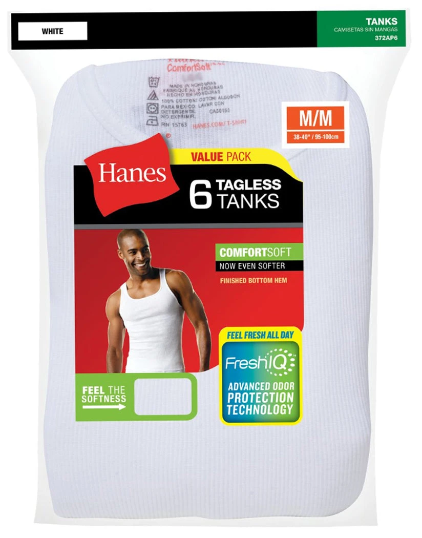 Hanes Men 6-Pack Tagless ComfortSoft Tank 372AP6 4 Hanes Men 6-Pack Tagless ComfortSoft Tank 372AP6 - Image 2