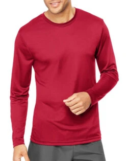 Hanes Men Cool Dri Performance Long-Sleeve T-Shirt 482L 21 Hanes Men Cool Dri Performance Long-Sleeve T-Shirt 482L -Wacoal Shop Hanes 482L Deep Red T