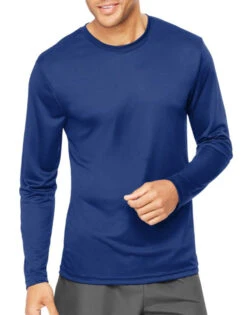 Hanes Men Cool Dri Performance Long-Sleeve T-Shirt 482L 22 Hanes Men Cool Dri Performance Long-Sleeve T-Shirt 482L -Wacoal Shop Hanes 482L Deep Royal T