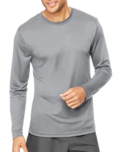 Hanes Men Cool Dri Performance Long-Sleeve T-Shirt 482L 18 Hanes Men Cool Dri Performance Long-Sleeve T-Shirt 482L -Wacoal Shop Hanes 482L Graphite T