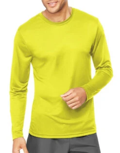 Hanes Men Cool Dri Performance Long-Sleeve T-Shirt 482L 17 Hanes Men Cool Dri Performance Long-Sleeve T-Shirt 482L -Wacoal Shop Hanes 482L Safety Green T