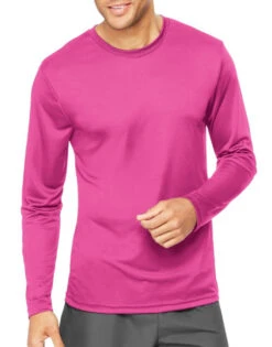 Hanes Men Cool Dri Performance Long-Sleeve T-Shirt 482L 16 Hanes Men Cool Dri Performance Long-Sleeve T-Shirt 482L -Wacoal Shop Hanes 482L Wow Pink T