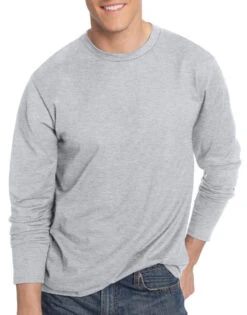 Hanes Men TAGLESS Nano-T Long-Sleeve Tee- Large Sizes 498L -Wacoal Shop Hanes 498L Light Steel T ceb780a8 b7bb 4aea ad14 25d345e50fc7