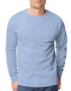 Hanes Men TAGLESS Long-Sleeve T-Shirt 5586 13 Hanes Men TAGLESS Long-Sleeve T-Shirt 5586 -Wacoal Shop Hanes 5586 Ligth Blue T