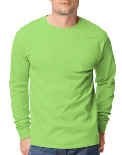 Hanes Men TAGLESS Long-Sleeve T-Shirt 5586 14 Hanes Men TAGLESS Long-Sleeve T-Shirt 5586 -Wacoal Shop Hanes 5586 Lime T