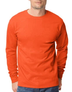Hanes Men TAGLESS Long-Sleeve T-Shirt 5586 17 Hanes Men TAGLESS Long-Sleeve T-Shirt 5586 -Wacoal Shop Hanes 5586 Orange T