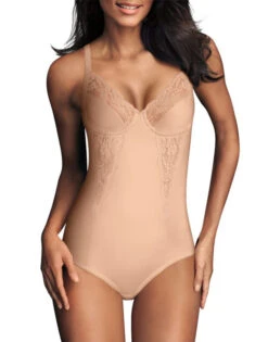 Maidenform Flexees Lace Body Briefer With Underwire Cups 1456 -Wacoal Shop Maidenform 1456 Paris Nude F