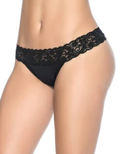 Mapale Lace Essentials Cotton Thong 96 -Wacoal Shop Mapale 96 Black B 3