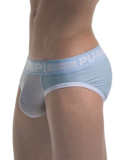 PUMP! Men's Frost Cotton Mesh Brief Blue/White 12025 -Wacoal Shop PUMP 12025 Blue B 2 1