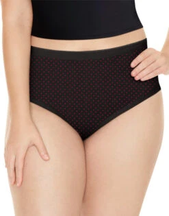 Playtex Cotton Comfort Briefs 5-Pack PLCCBF -Wacoal Shop Playtex PLCCBF Deep Syrah Print Out of the Blue Dot Print Deep Syrah White B
