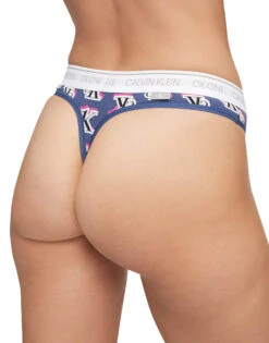 Calvin Klein CK One Cotton Thong Logo Step Print/ Seashore Blue QF5733 -Wacoal Shop QF5733 400 alternate2